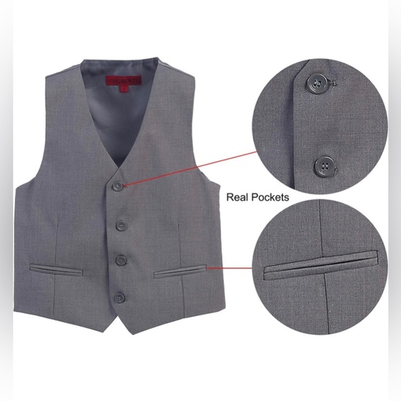 Gioberti Boy's 4 Button Formal Suit Vest size 6 color gray - Picture 3 of 10